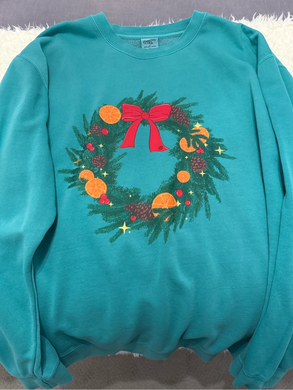 Living Fully Co Holiday Citrus Wreath Sweatshirt